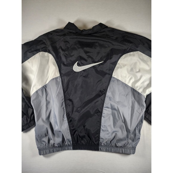 VINTAGE Nike Tracksuit Set XL Black/White Baggy Big Swoosh Windbreaker Retro 90s - Picture 3 of 16